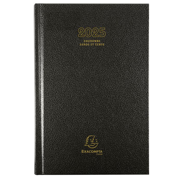 3660942007740-Agenda Couronne Euro et cents - 1 jour par page - 11 x 17 cm - noir - Exacompta--0