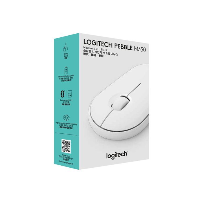 5099206085657-Logitech Pebble M350 - souris sans fil silencieuse - blanc cassé-Angle gauche-12