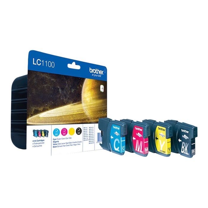 5014047561290-Brother LC1100 - Pack de 4 - noir, cyan, magenta, jaune - cartouche d'encre originale-Angle gauche-0