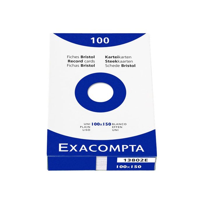 3130630133025-Exacompta - Pack de 100 Fiches bristol - 10 x 15 cm - uni - blanc-Avant-0