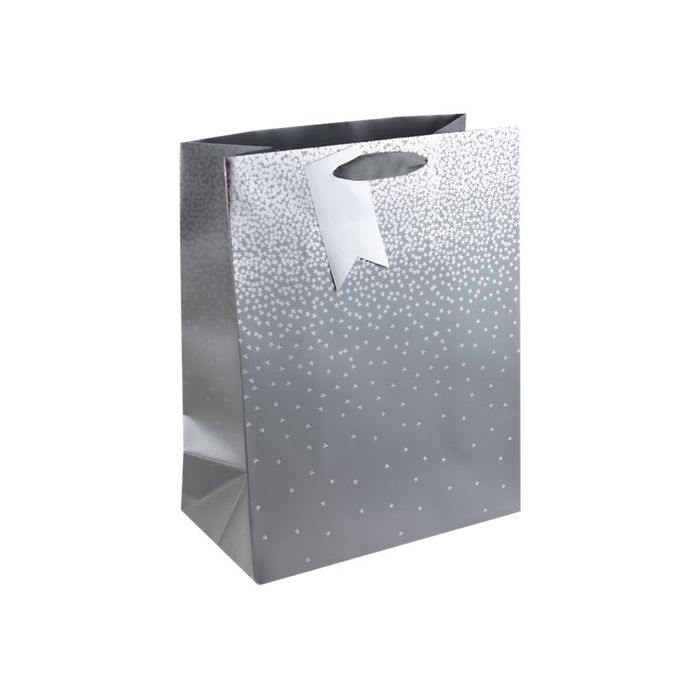 5033601004783-Clairefontaine - Sac cadeau - pluies d'étoiles argent - 26,5 cm x 14 cm x 33 cm-Angle gauche-0