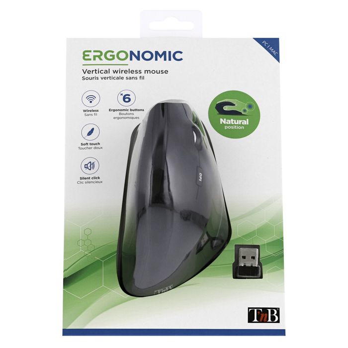 3303170068137-T'nB Ergo Line - souris sans fil ergonomique pour droitier - noir--7