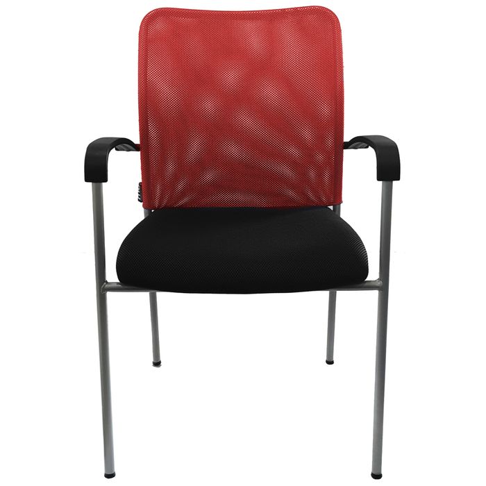 3700339883622-Chaise JULIA - avec accoudoirs - assise noire et dossier rouge--1