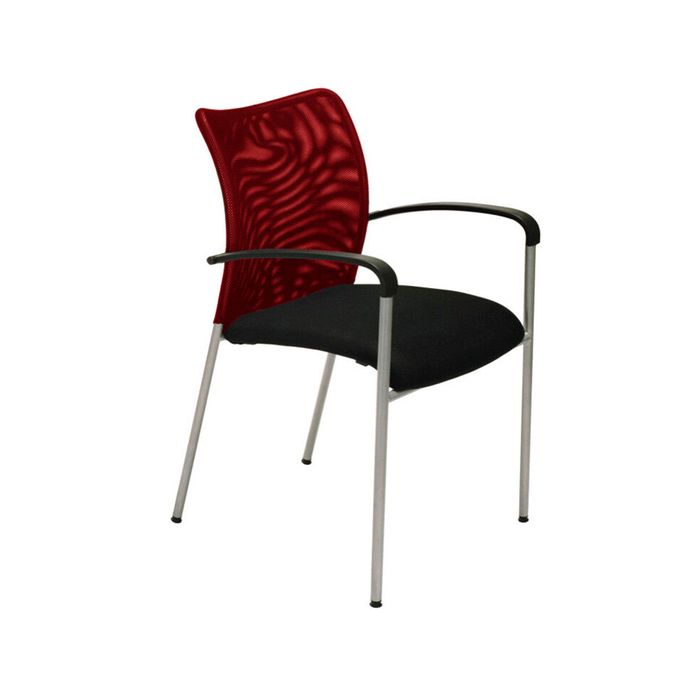 0404051443456-Lot de 4 chaises JULIA - avec accoudoirs - assise noire et dossier rouge--0