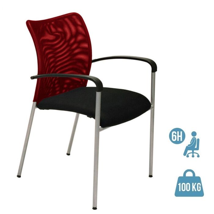 3700339883622-Chaise JULIA - avec accoudoirs - assise noire et dossier rouge--0