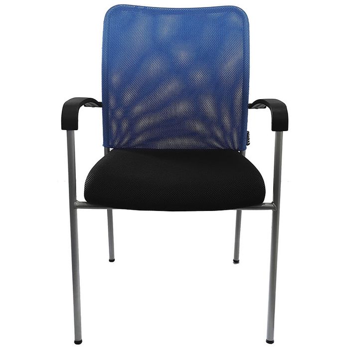 0404051443425-Lot de 4 chaises JULIA - avec accoudoirs - assise noire et dossier bleu--1