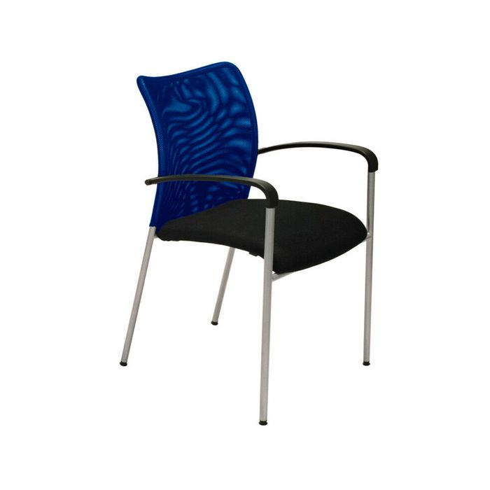 0404051443425-Lot de 4 chaises JULIA - avec accoudoirs - assise noire et dossier bleu--0