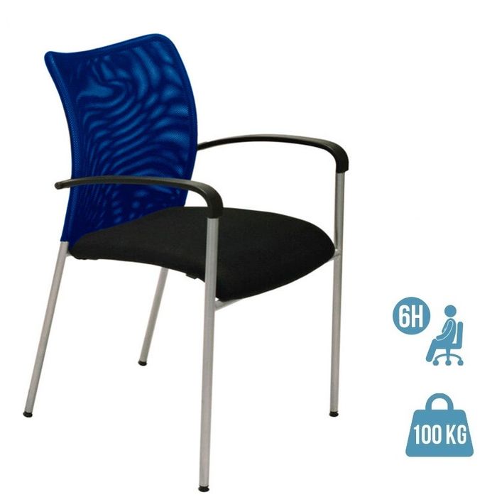 3700339883653-Chaise JULIA - avec accoudoirs - assise noire et dossier bleu--0