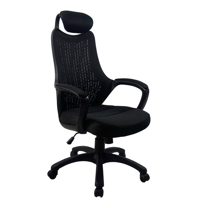 3397701635974-Fauteuil de bureau GALILEE - accoudoirs fixes - appui-tête intégré - noir--1