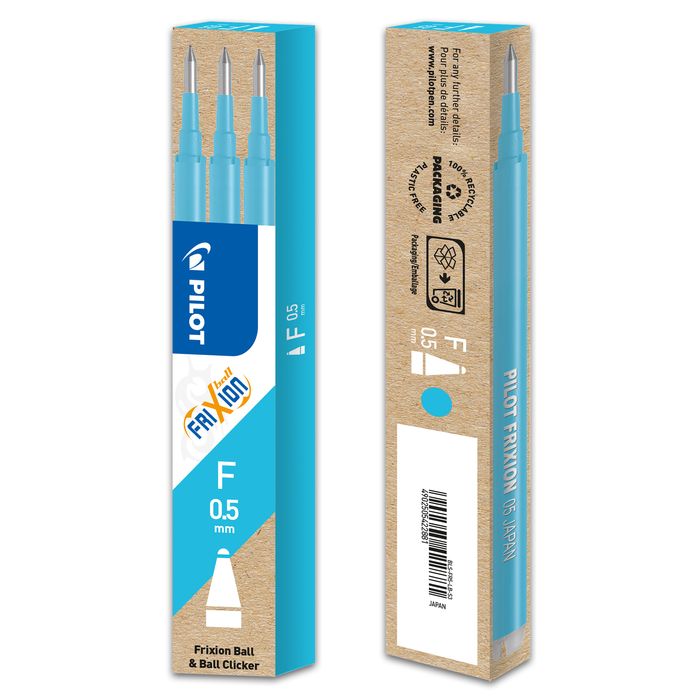 4902505422881-Pilot Frixion Ball - 3 Recharges pour rollers effaçables - 0,5 mm - turquoise--1