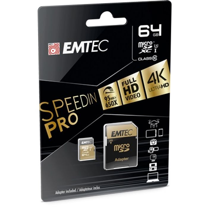 3126170146755-Emtec SpeedIN' PRO - carte mémoire 64 Go - Class 10 - micro SDXC - UHS-I U3--1