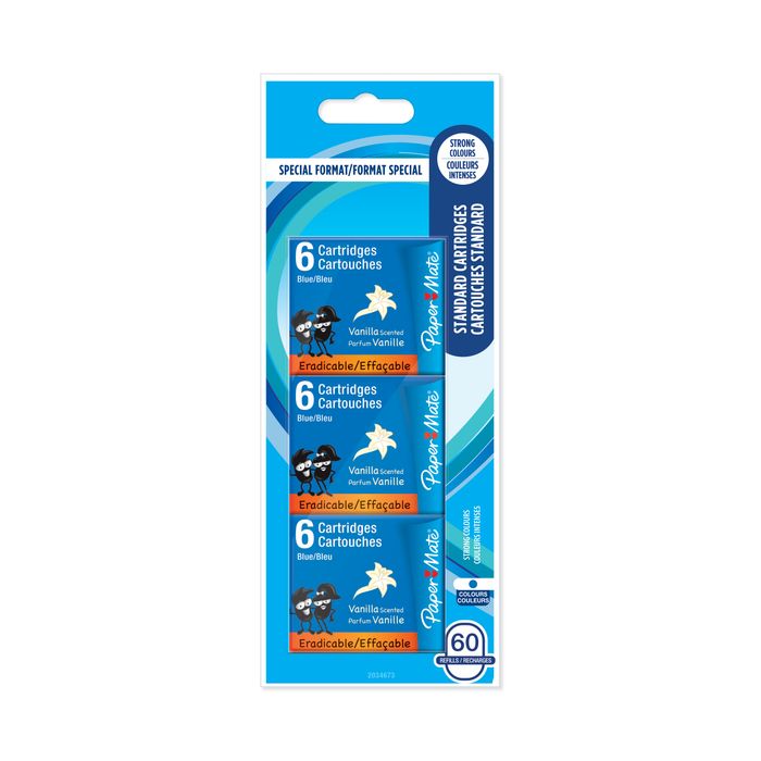 3026980052768-Papermate - 60 cartouches d'encre pour stylo plume - bleu--0