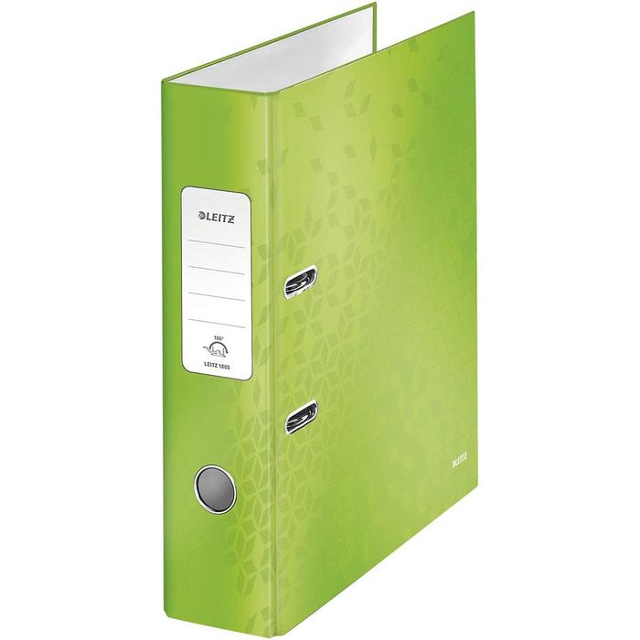 4002432123162-Leitz WOW - Classeur à levier 180° - Dos 80 mm - A4 - pour 600 feuilles - Carton pelliculé - vert--0