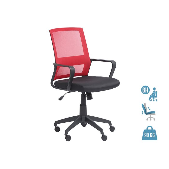 3760185020831-Fauteuil de bureau LIBERTY 01 - accoudoirs fixes - sans appui-tête - noir et rouge--0