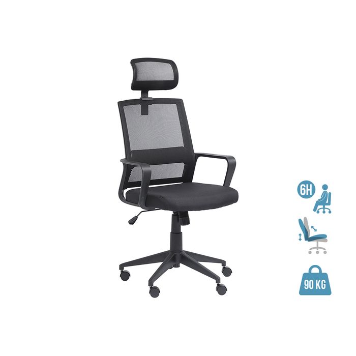 3760185020848-Fauteuil de bureau LIBERTY 02 - accoudoirs fixes - appui-tête réglable - noir--0