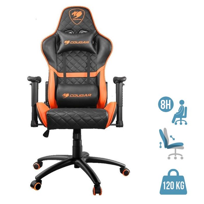 4715302440459-Fauteuil gamer Armor One - accoudoirs réglables - appui-tête intégré - noir et orange--0