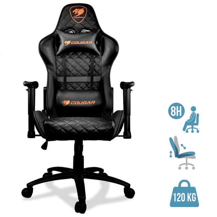 4715302440770-Fauteuil gamer Armor One - accoudoirs réglables - appui-tête intégré - noir--0