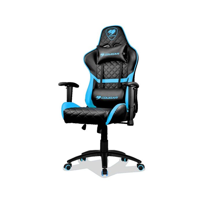 4715302442903-Fauteuil gamer ARMOR One - accoudoirs réglables - appui-tête intégré - noir et bleu--1