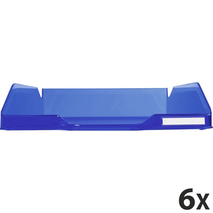 9002493110977-Exacompta COMBO Glossy - 6 Corbeilles à courrier bleu royal translucide--0