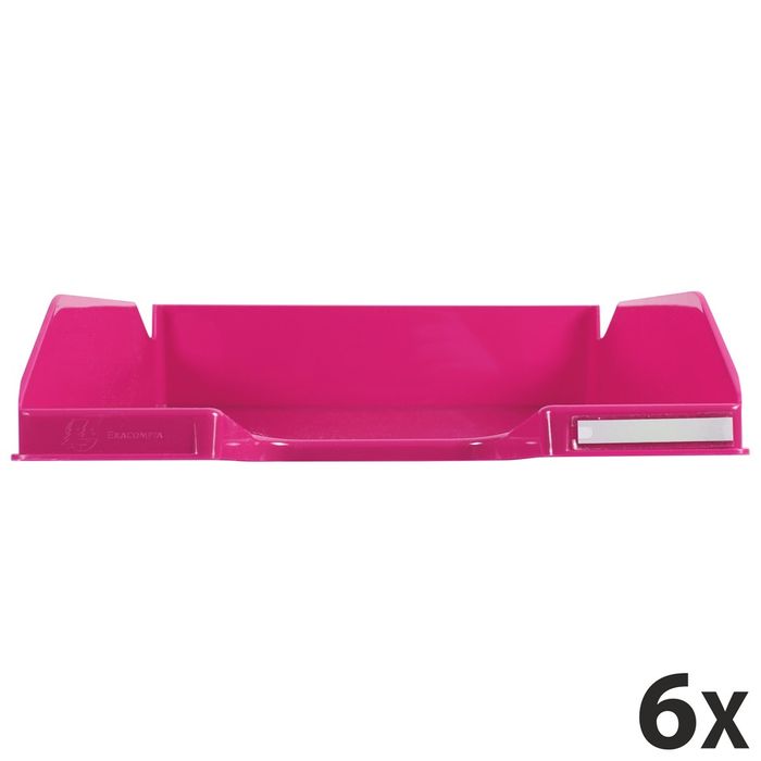 9002493110915-Exacompta COMBO Glossy - 6 Corbeilles à courrier framboise--0