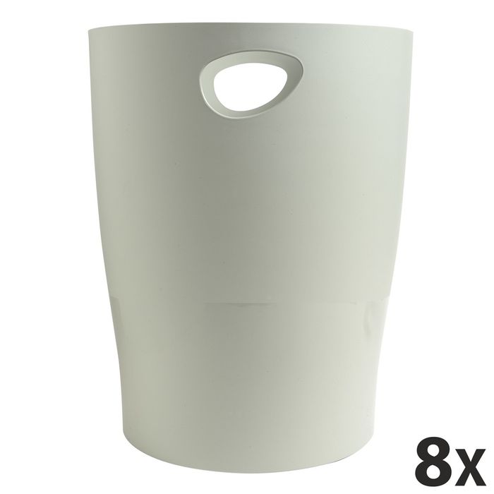 9002493032040-Exacompta Ecobin - 8 Corbeilles à papier 15L - gris--0