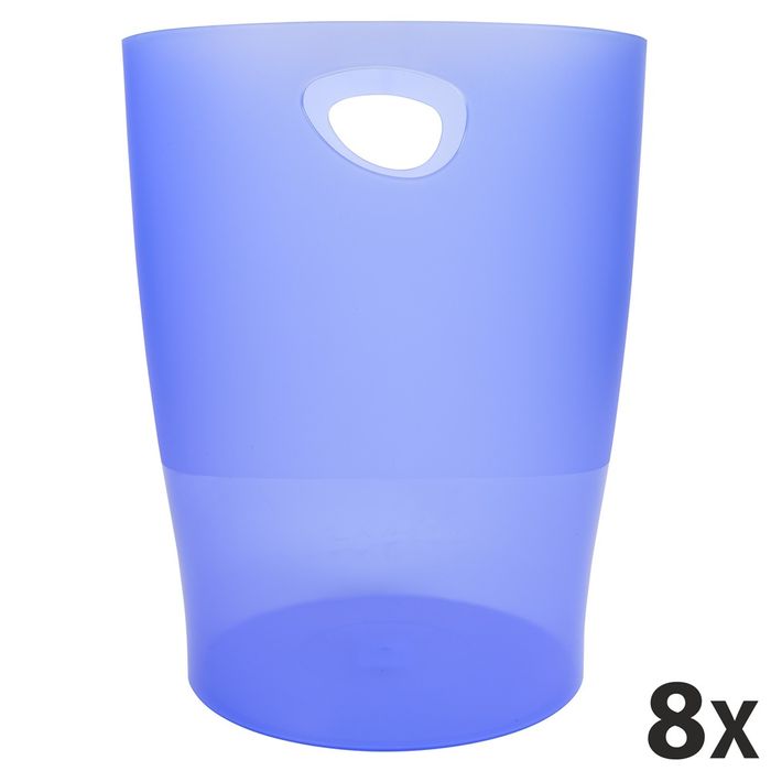 9002493032071-Exacompta Ecobin - 8 Corbeilles à papier 15L - bleu glacé translucide--0