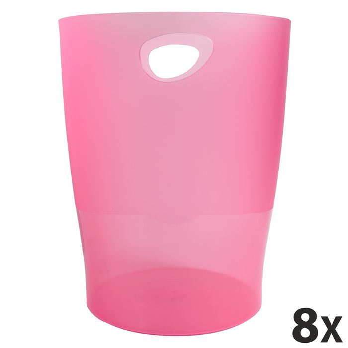 9002493032095-Exacompta Ecobin - 8 Corbeilles à papier 15L - framboise translucide--0