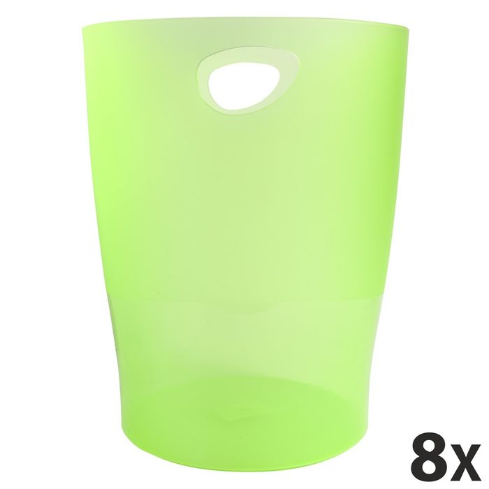 9002493032163-Exacompta Ecobin - 8 Corbeilles à papier 15L - vert anis translucide--1