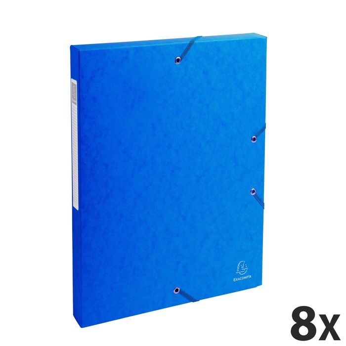 3130632503024-Exacompta Exabox - 8 Boîtes de classement en carte lustrée - dos 25 mm - bleu--0