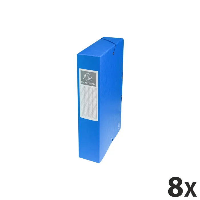 3130632506025-Exacompta Exabox - 8 Boîtes de classement en carte lustrée - dos 60 mm - bleu--0