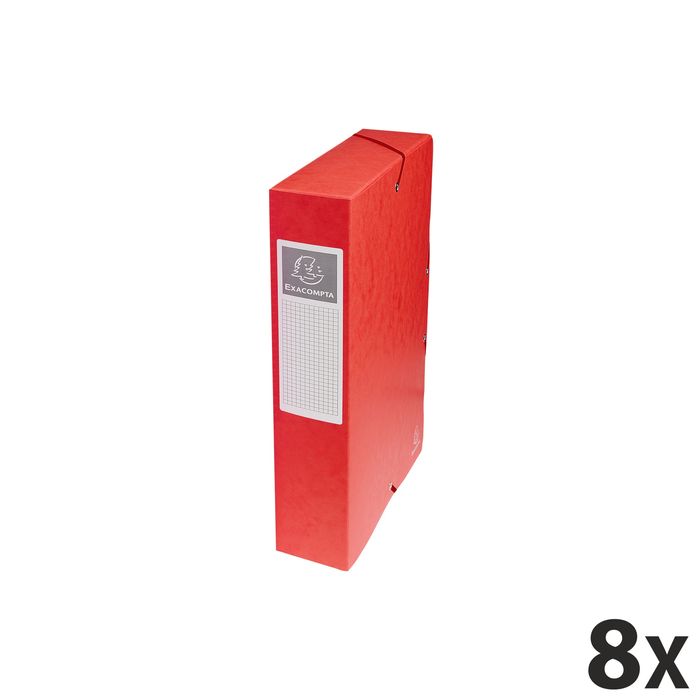 3130632506056-Exacompta Exabox - 8 Boîtes de classement en carte lustrée - dos 60 mm - rouge--0