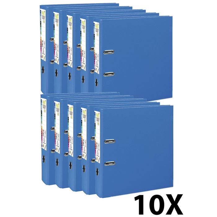 3130632533427-Exacompta Prem'Touch - 10 Classeurs à levier - Dos 80 mm - A4 Maxi - pour 600 feuilles - bleu--0