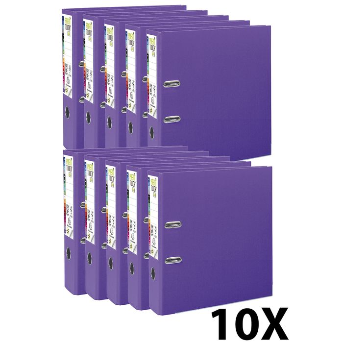 3130632533571-Exacompta Prem'Touch - 10 Classeurs à levier - Dos 80 mm - A4 Maxi - pour 600 feuilles - violet--0