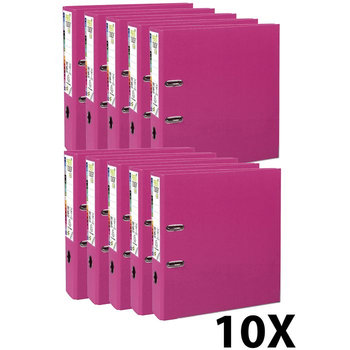 3130632533595-Exacompta Prem'Touch - 10 Classeurs à levier - Dos 80 mm - A4 Maxi - pour 600 feuilles - framboise--0