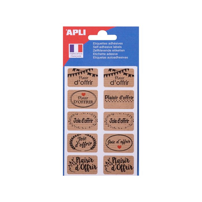 3270241026795-Apli Agipa - 20 Étiquettes cadeau plaisir d'offrir - kraft - 20 x 32 mm--0