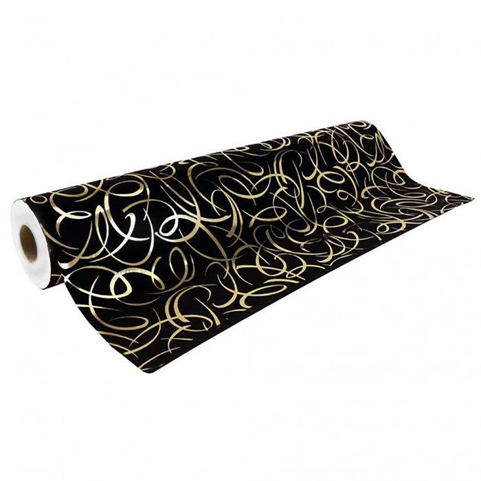 3329682119549-Clairefontaine Premium - Papier cadeau - 70 cm x 50 m - 80 g/m² - arabesque or fond noir--0