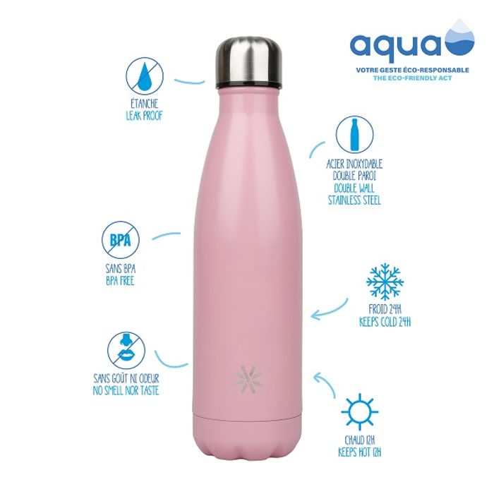 3135250122534-Aqua Pastel - Gourde Bouteille isotherme 500 ml - double paroi - disponible dans différentes couleurs --2