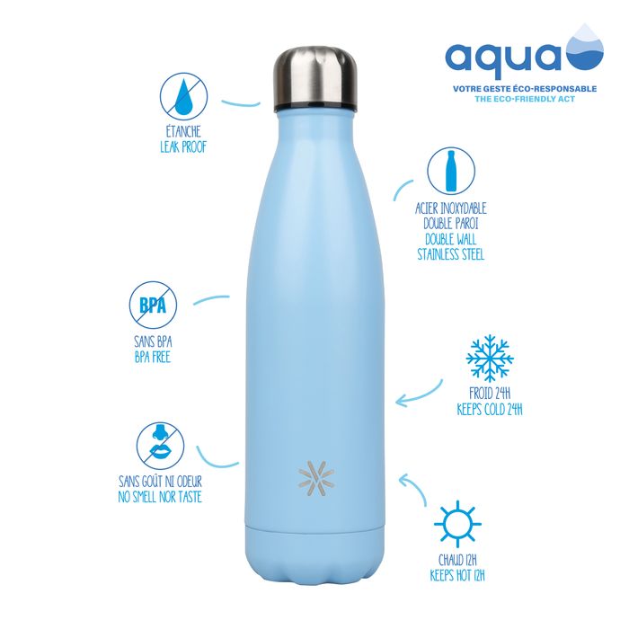 3135250122534-Aqua Pastel - Gourde Bouteille isotherme 500 ml - double paroi - disponible dans différentes couleurs --6