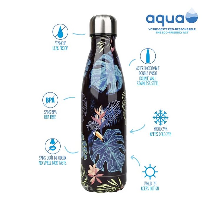 3135250122541-Aqua Pastel - Gourde Bouteille isotherme 500 ml - double paroi - disponible dans différentes couleurs --1