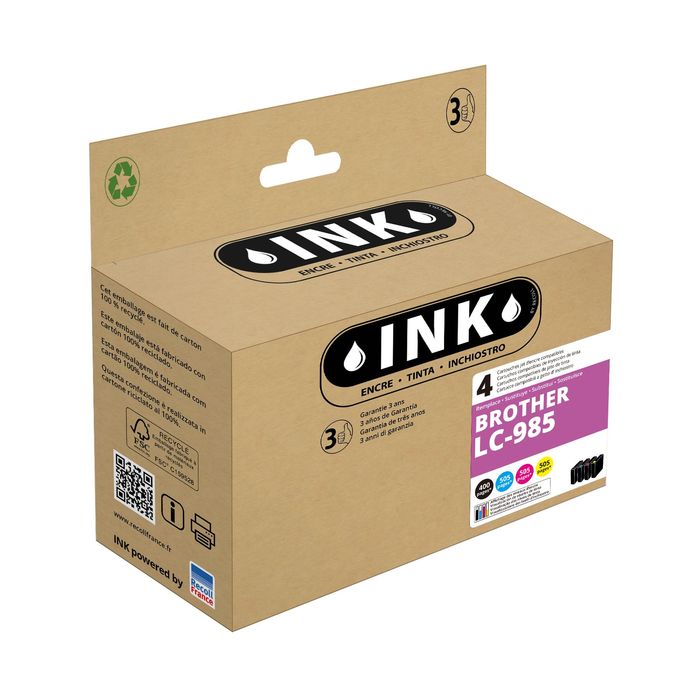 3112539774721-Cartouche compatible Brother LC985 - pack de 4 - noir, cyan, magenta, jaune - ink--0