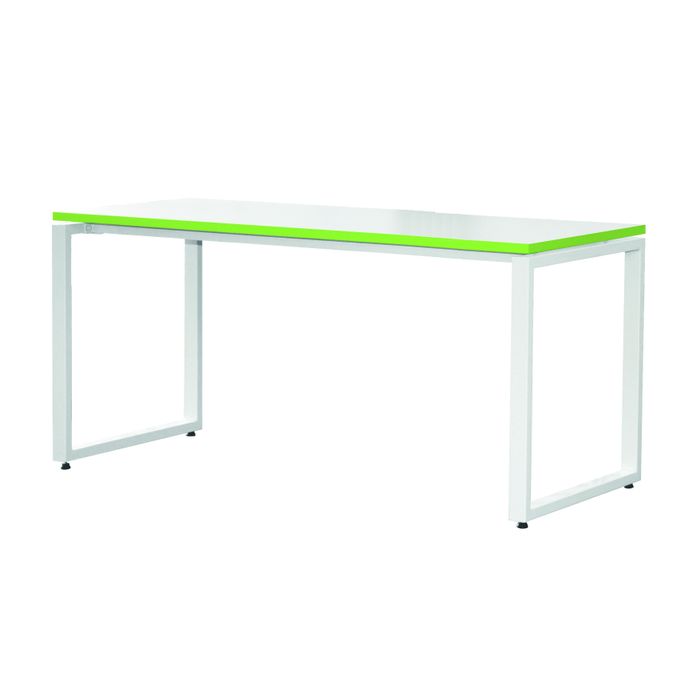 3700339874026-Bureau droit MT1 Elégance - L120 x P67 x H75 cm - pieds blancs - plateau blanc chants vert--2