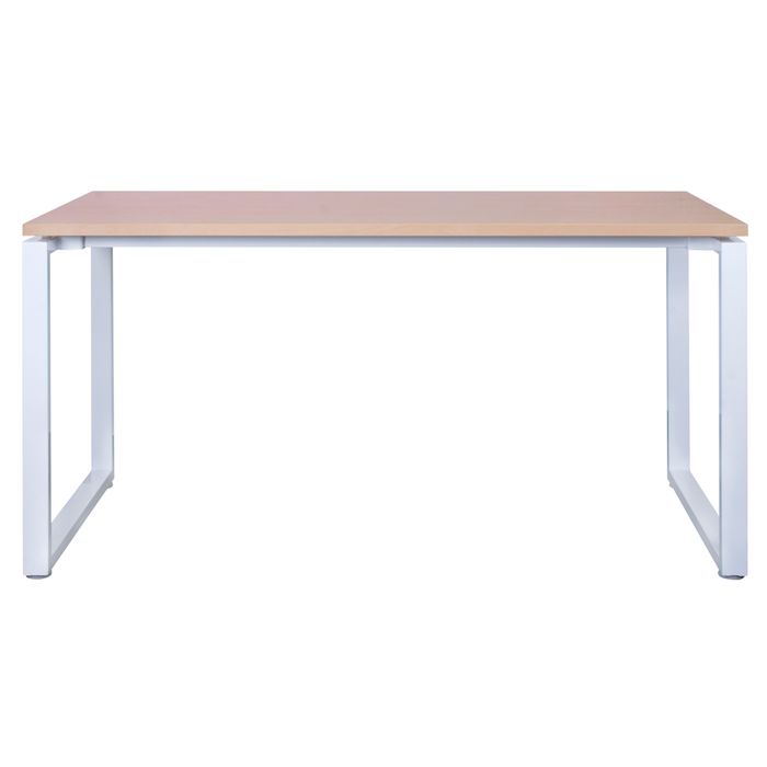 3700339878048-Bureau droit MT1 Elégance - L160 x P67 x H75 cm - pieds blancs - plateau imitation hêtre--1