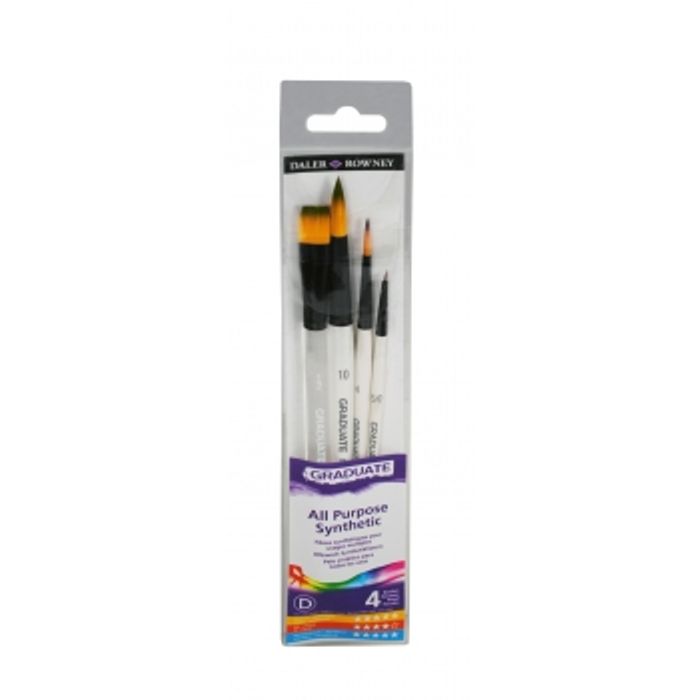 5011386081953-Daler-Rowney Graduate - Pack de 4 pinceaux ronds - poil synthétique--0