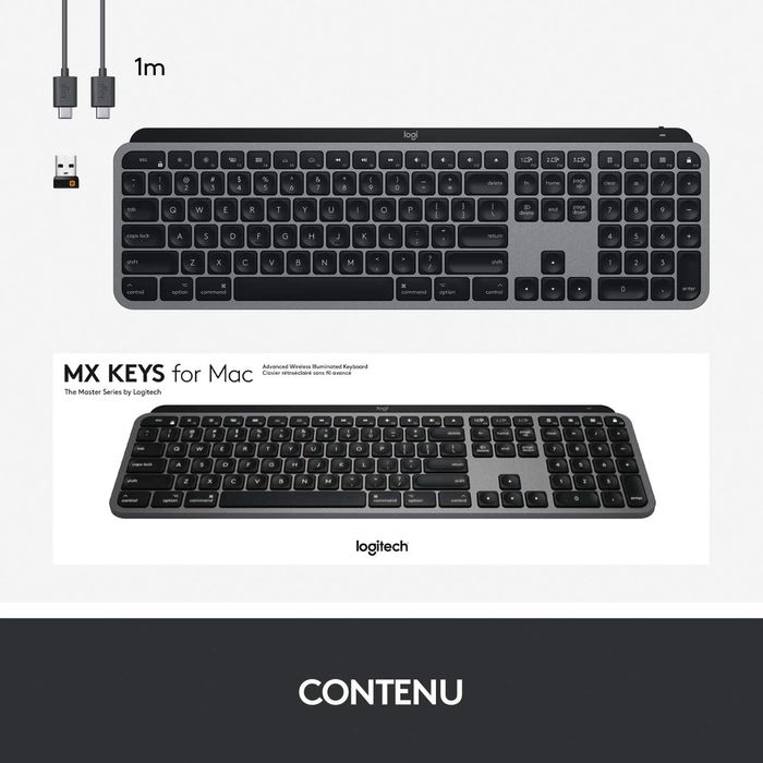5099206090408-Logitech MX Keys pour Mac - clavier sans fil Azerty - gris--7