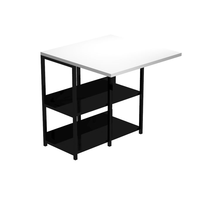 7331910021575-Bureau repliable avec structure métallique - 69 cm - blanc--2