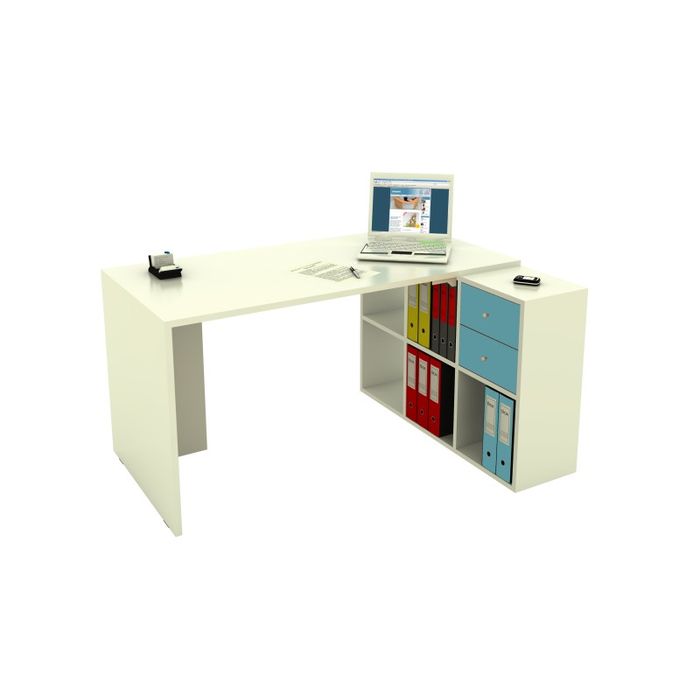 0404000071969-Bureau avec module 6 cases - 140 cm - blanc--0