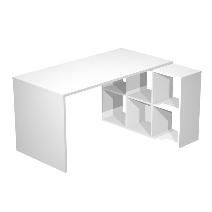 0404000071969-Bureau avec module 6 cases - 140 cm - blanc--1