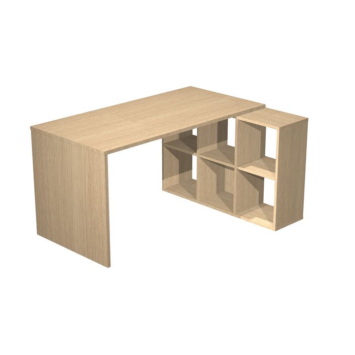 0404000071976-Bureau avec module 6 cases - 140 cm - chêne--1