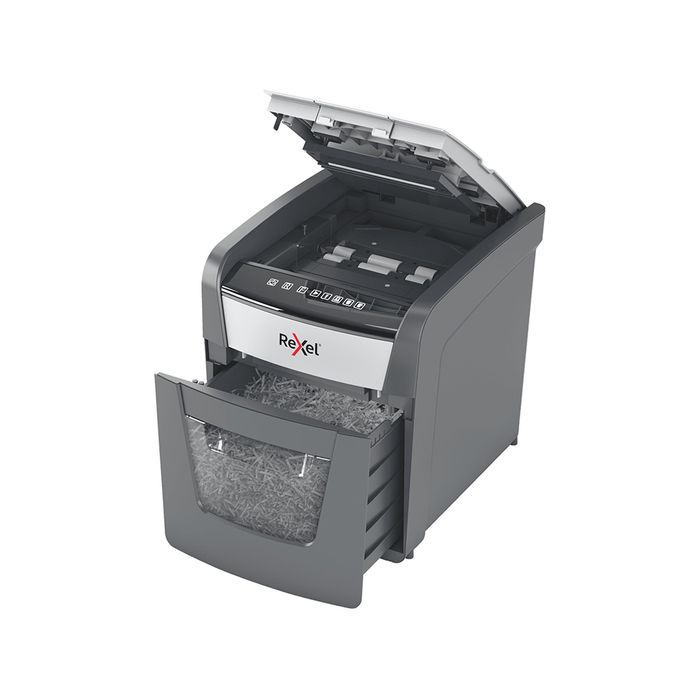 5028252613866-Rexel Optimum Auto+ 50X - destructeur de documents coupe croisée - 50 feuilles - Corbeille 20 litres--1