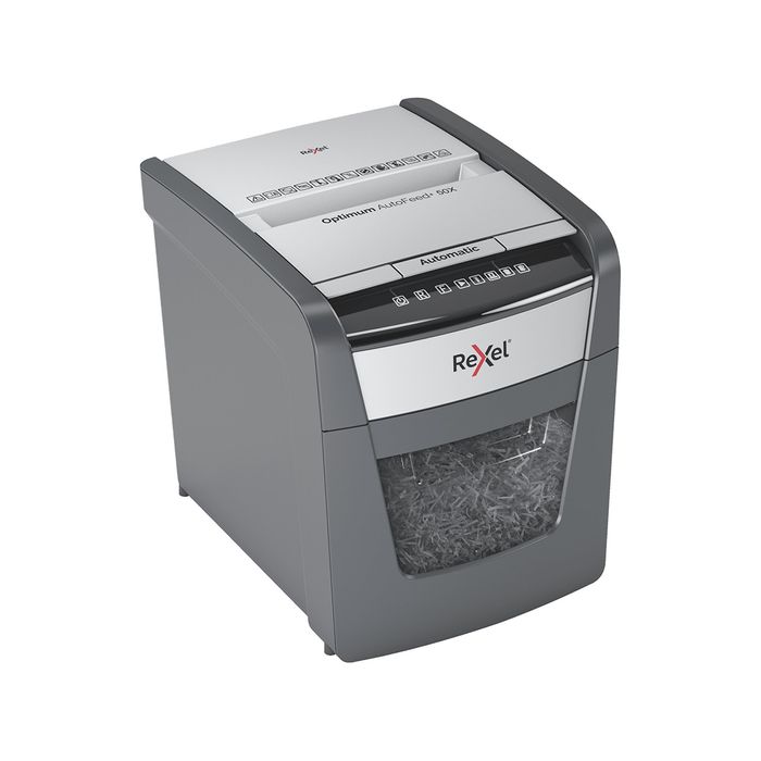 5028252613866-Rexel Optimum Auto+ 50X - destructeur de documents coupe croisée - 50 feuilles - Corbeille 20 litres--2